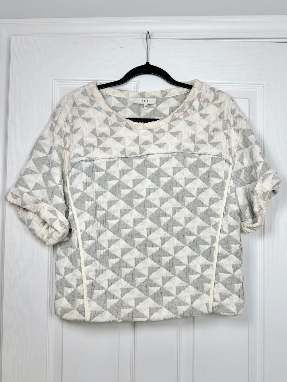 IRO Size 36 • Otto Gauzy Neutral Short Sleeve Top Blouse.
